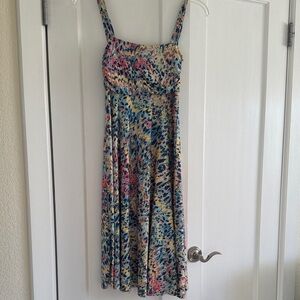 Summer Marble-Print Maxi Dress in Blue & Pink